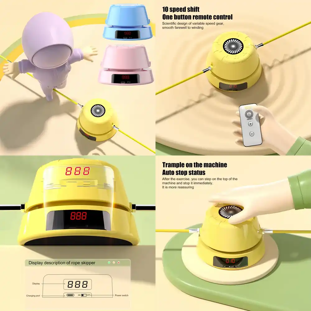 Home Gym Kids - WAP01 スマート電動縄跳びマシン 自動ジャンプカウンター リモコン付き LEDディスプレイ 家庭用ジム