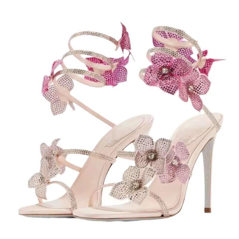 Ankle Strap Attachment - Eilyken セクシーなクリスタルフラワー薄型ハイヒールの女性のサンダルストリートスタイルナローバンドアンクルストラップポールダンスの女性の靴