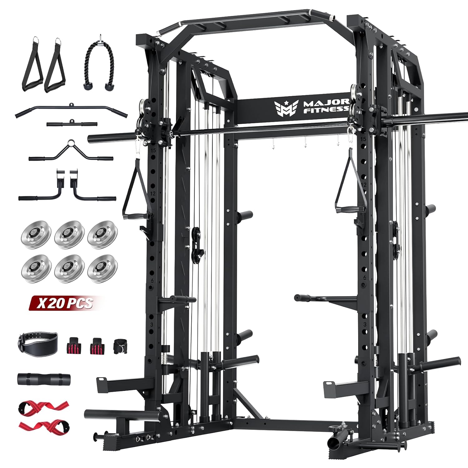 Home Gym Lat Pulldown - スミスマシン ホームジム スクワットラック プーリーバー デュアルラットプルダウン ケーブルクロスオーバー