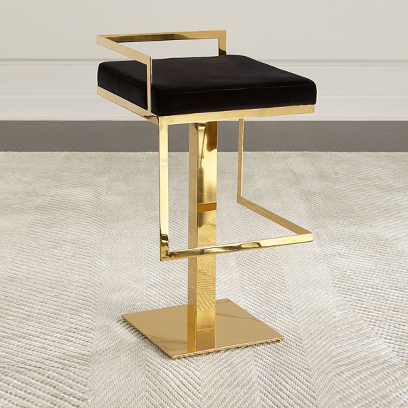 Home Gym Gold - モダンラグジュアリーブラックスワンベルベット生地バーチェアゴールドステンレススチールハイチェアホームホテルレストランリビングルームジム