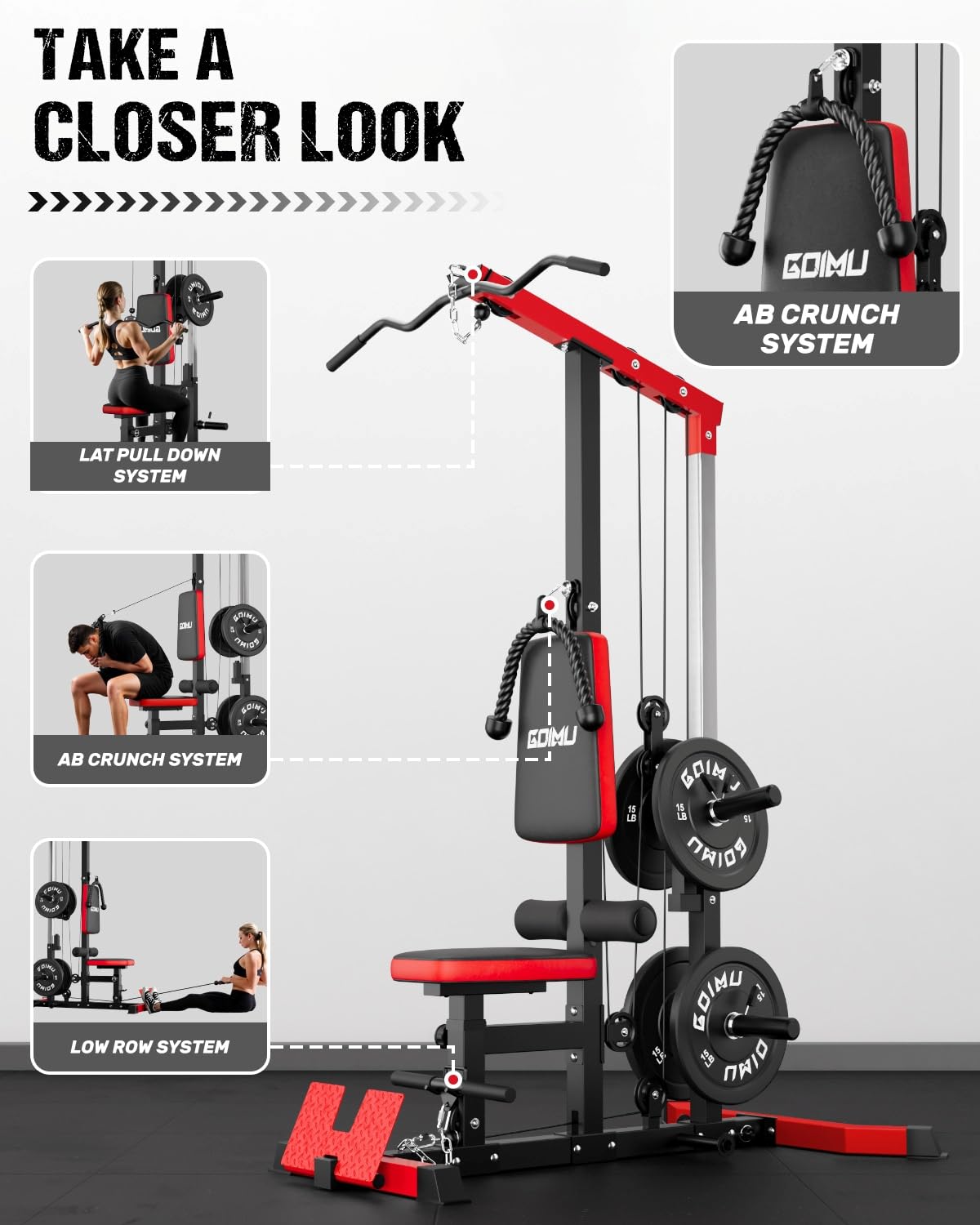 LATプルダウン＆ローイングケーブルマシン（ABクランチ付き - Home Gym Lat Pulldown のレビューと価格