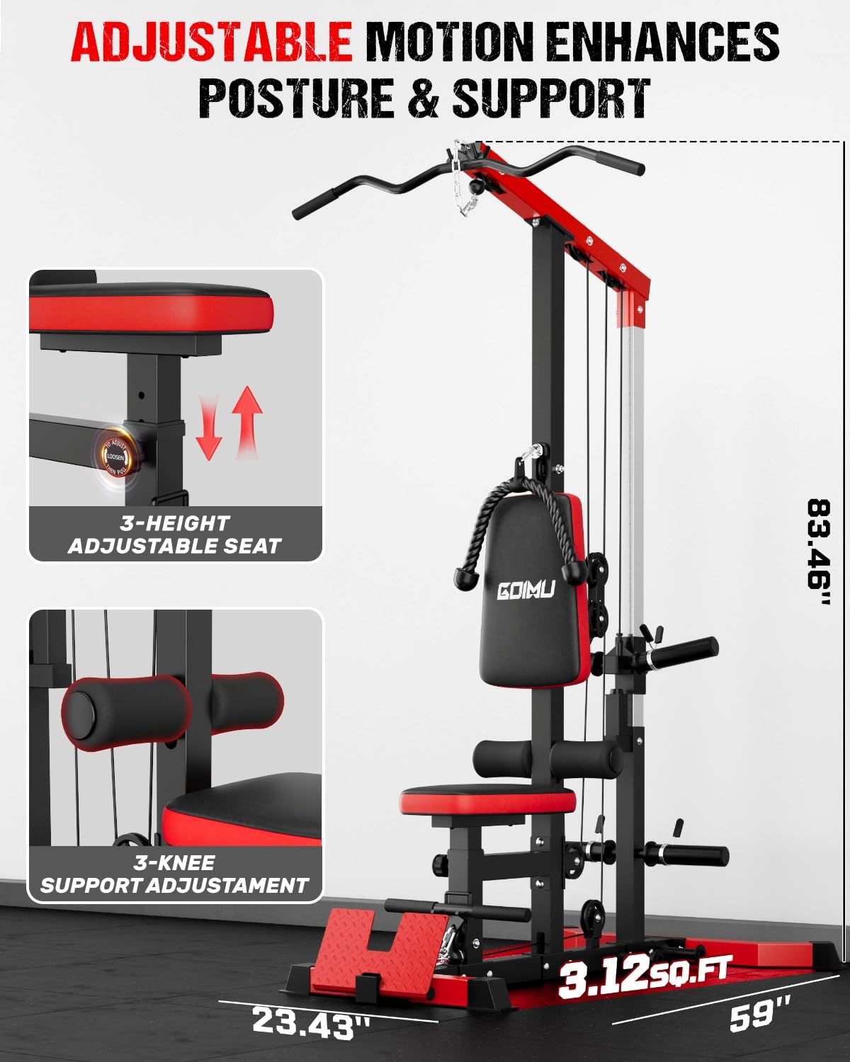 LATプルダウン＆ローイングケーブルマシン（ABクランチ付き - Home Gym Lat Pulldown のレビューと価格