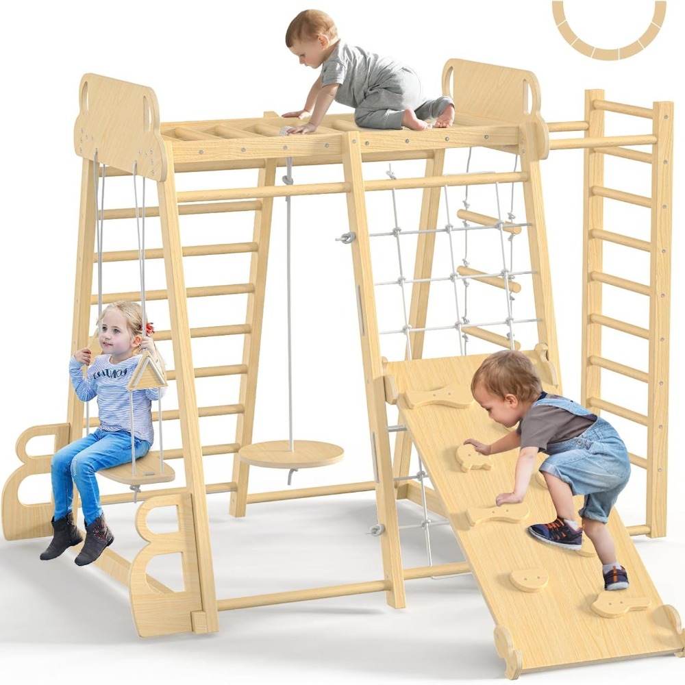 室内遊具9in1 キッズクライミング遊具 木製クライマー プ - Home Gym Kids のレビューと価格