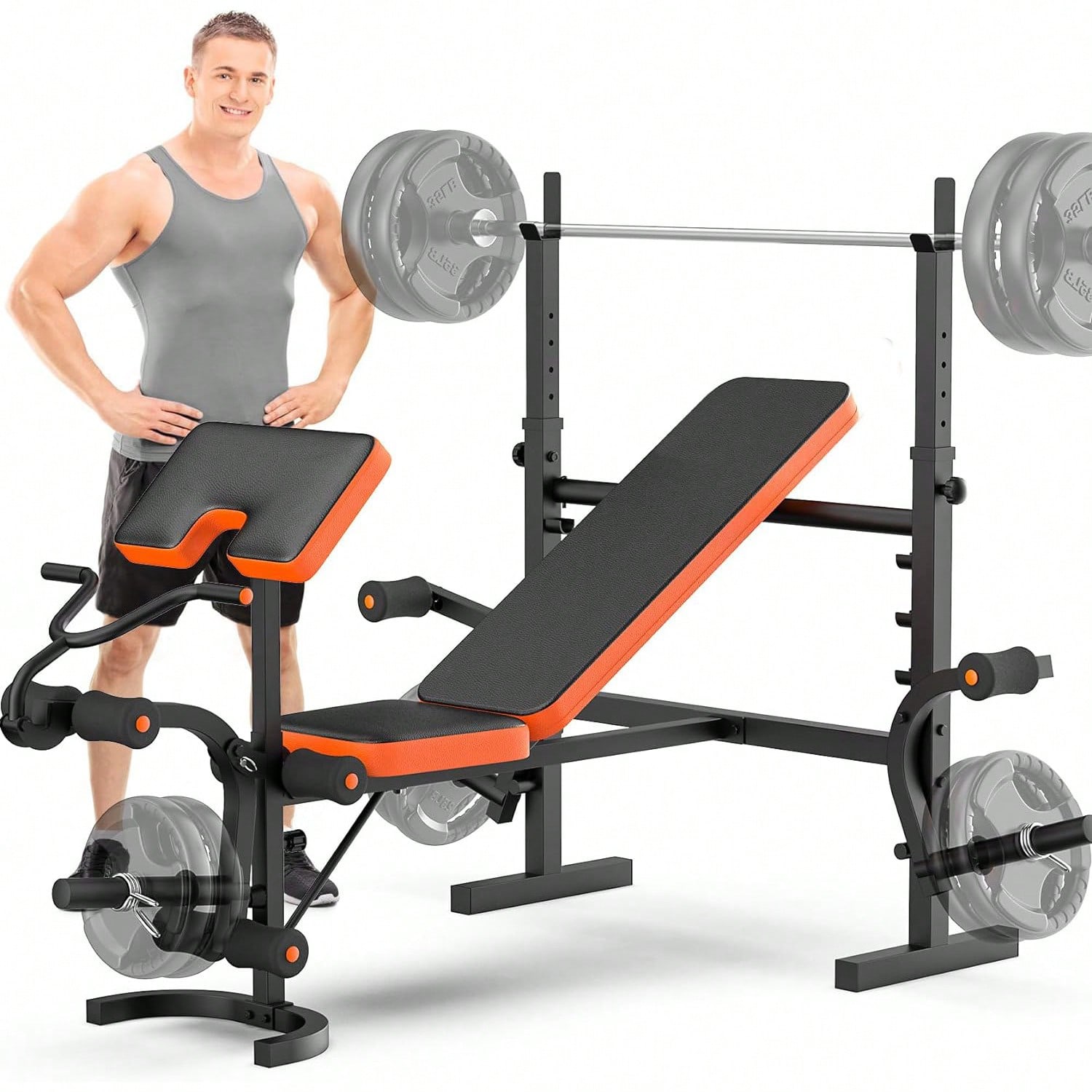 GIKPAL ウェイトベンチ、レッグエクステンション付きベン - Home Gym With Leg Press のレビューと価格
