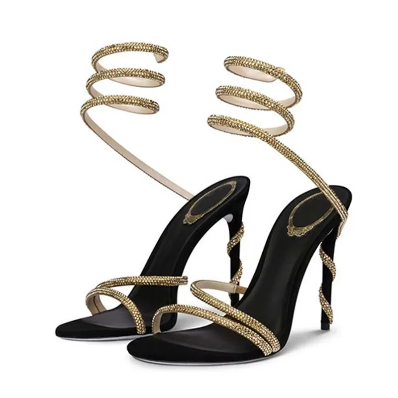 Eilyken-女性用クリスタルスチレットハイヒール,ストリ - Ankle Strap Attachment のレビューと価格