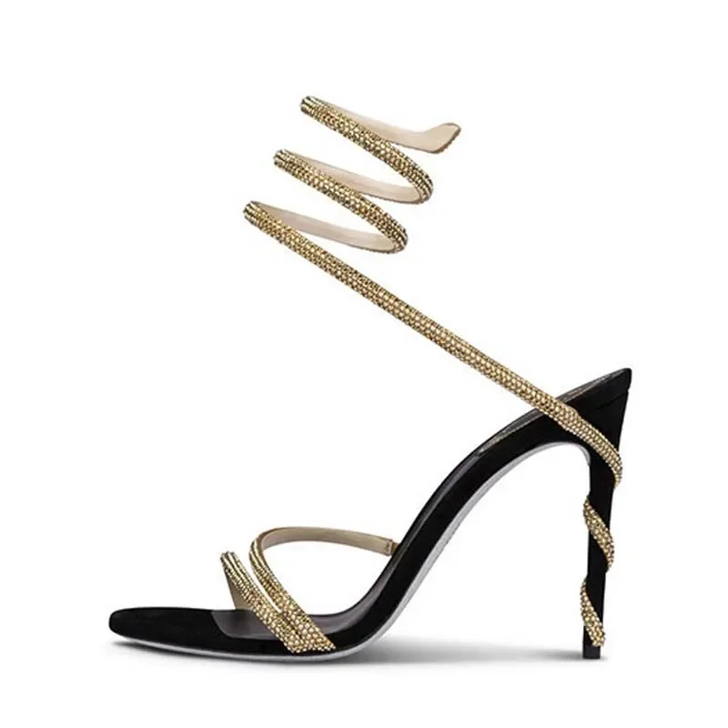 Eilyken-女性用クリスタルスチレットハイヒール,ストリ - Ankle Strap Attachment のレビューと価格