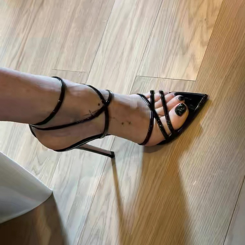 女性のサンダルポインテッドトゥハイヒールクロスワンストラップ - Ankle Strap Attachment のレビューと価格