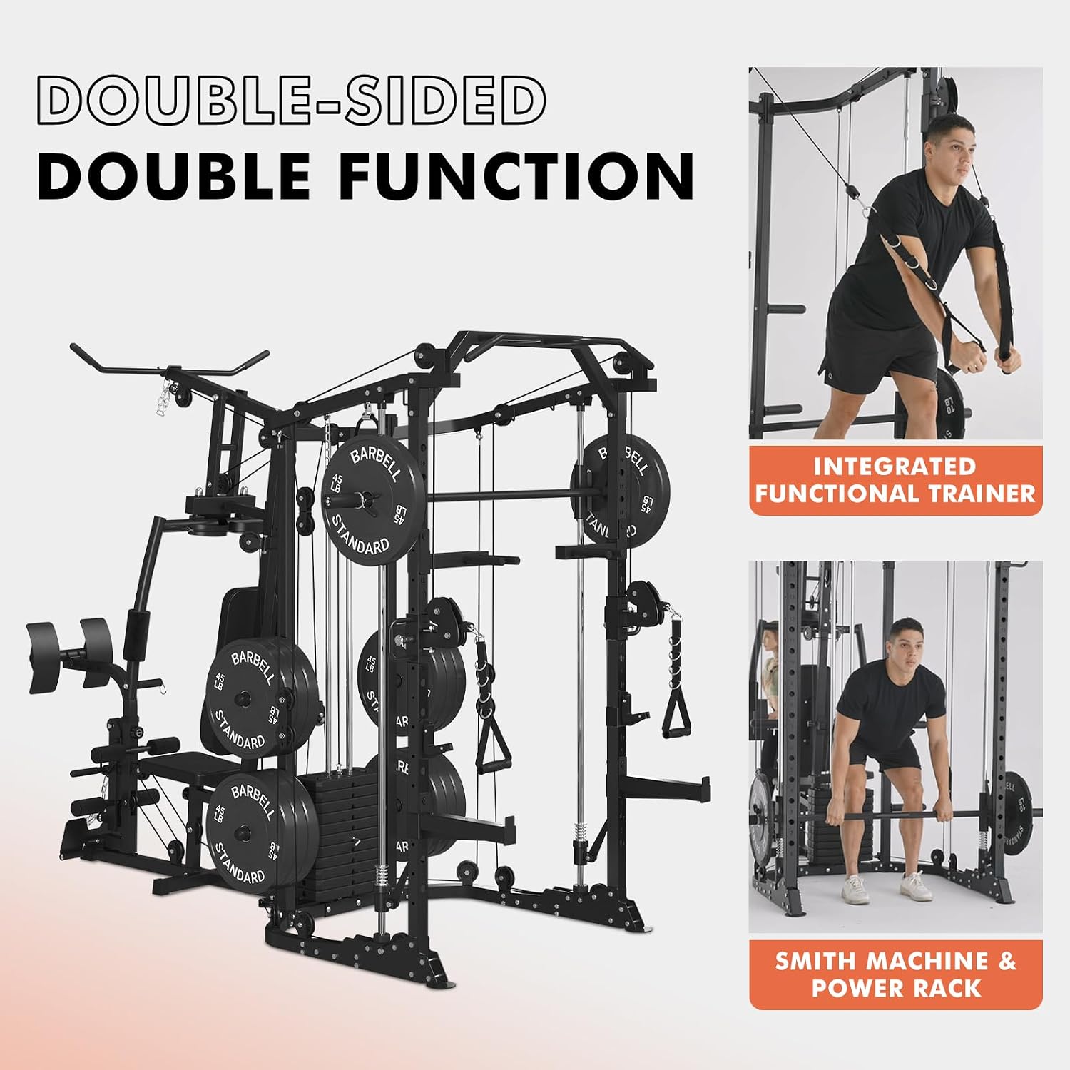 デュアルステーションスミスマシンΔマシンパワーケージ、121 - Home Gym Cable Machine With Weight Stack のレビューと価格