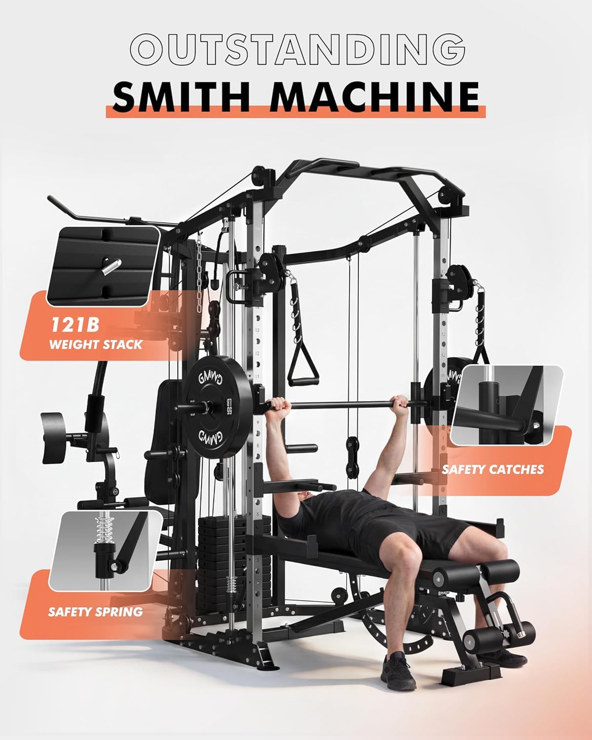 デュアルステーションスミスマシンΔマシンパワーケージ、121 - Home Gym Cable Machine With Weight Stack のレビューと価格