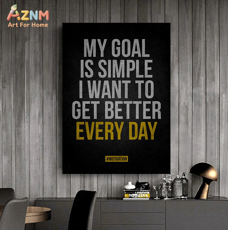 AZNM モチベーションを高める引用句キャンバスウォールアー - Home Gym Gold のレビューと価格