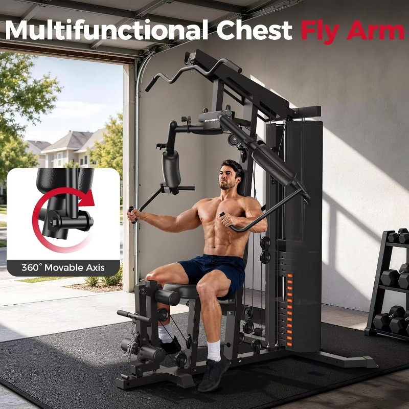 150ポンドウェイトスタック付き多機能ホームジムステーション - Home Gym With Leg Press のレビューと価格