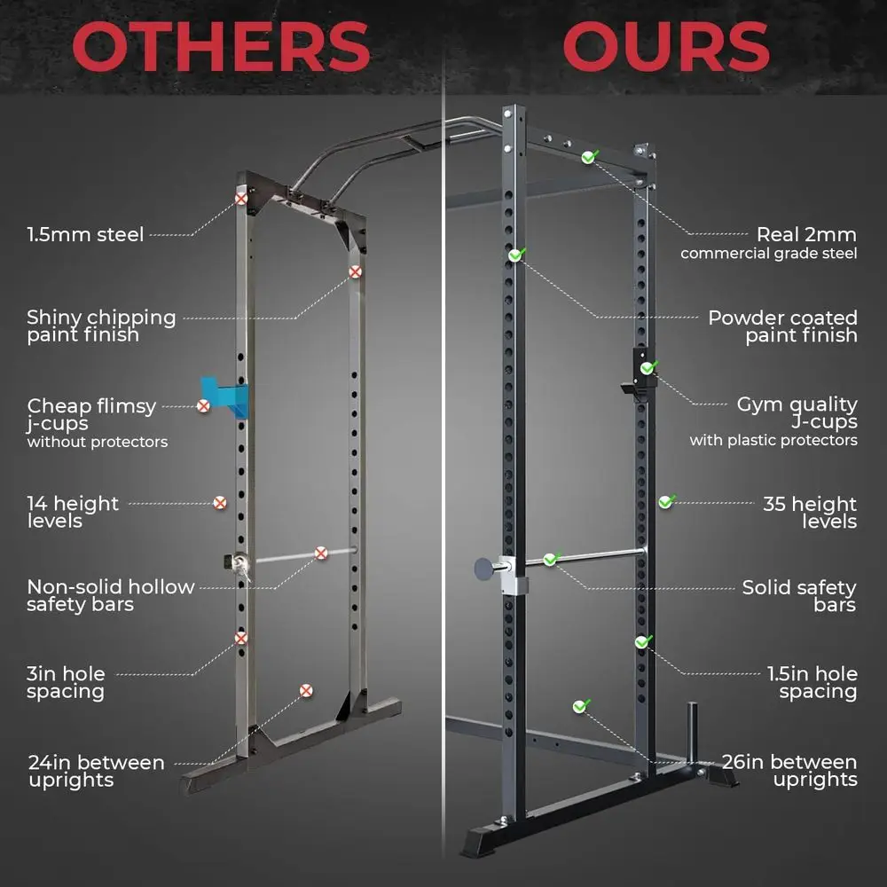 多機能スクワットラック（頑丈な安全バーとJフック付き）-オプ - Home Gym Lat Pulldown のレビューと価格